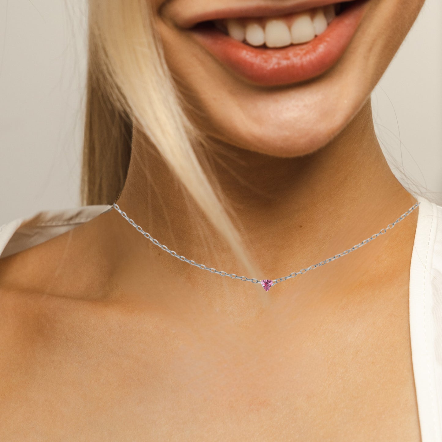 Illuminess™ Sterling Silver Pink Trillion Necklace image 1