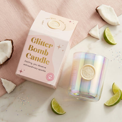 Via Láctea | Vela de Luxo Glitter Bomb™ com Aroma a Coco, Citrinos e Baunilha 230g