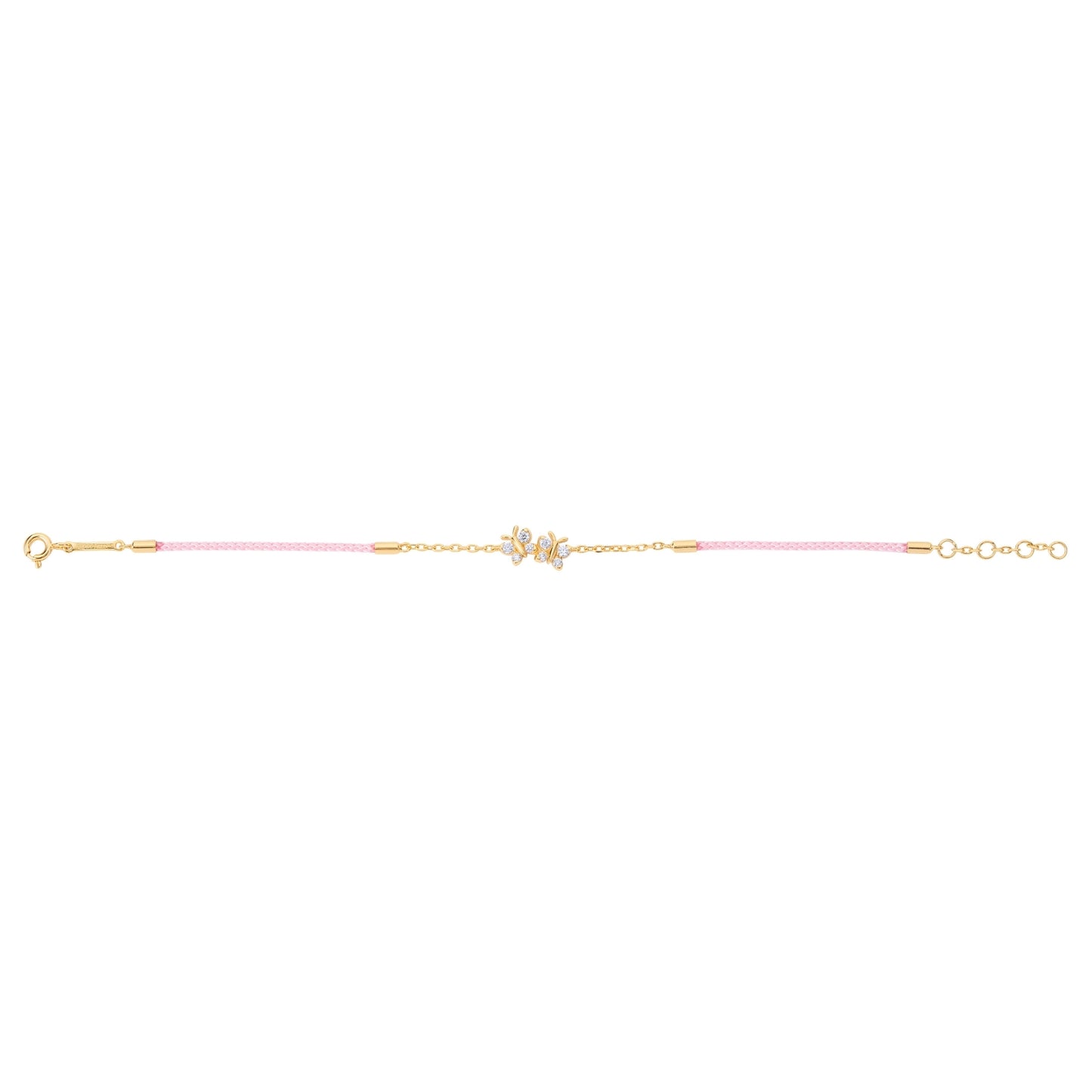 Enchanting Flutterfly™ Gold Vermeil Pink Silk Cord Butterfly Bracelet