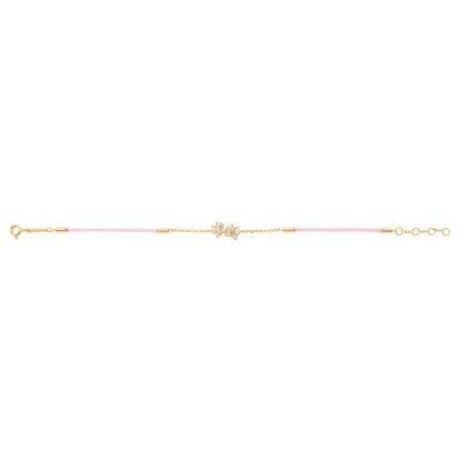 Enchanting Flutterfly™ Gold Vermeil Pink Silk Cord Butterfly Bracelet