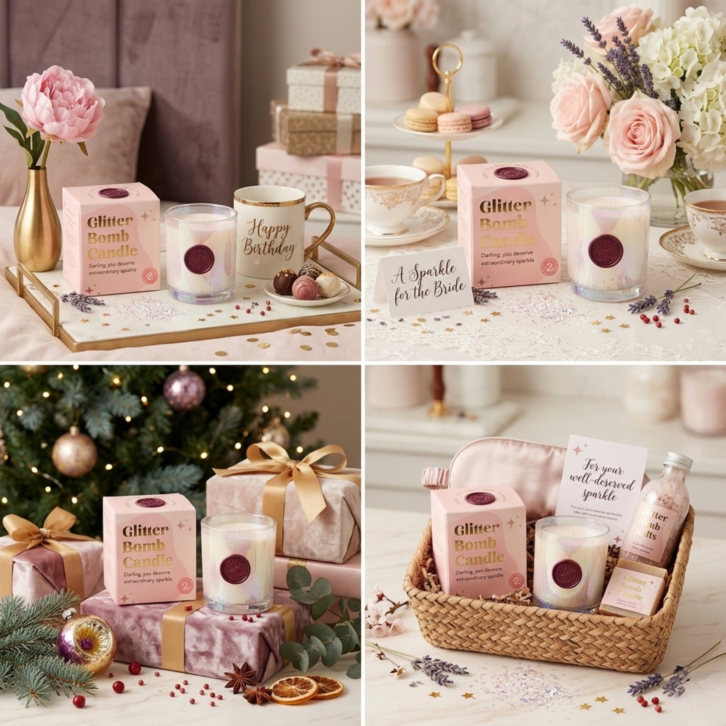 Plumphoria | Vela de Luxo Glitter Bomb™ com Aroma de Ameixa e Rosa 230g