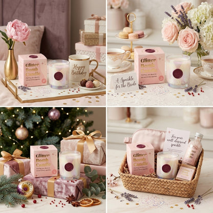 Plumphoria | Vela de Luxo Glitter Bomb™ com Aroma de Ameixa e Rosa 230g