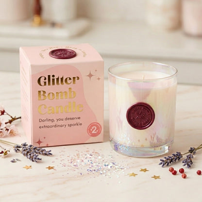 Plumphoria | Vela de Luxo Glitter Bomb™ com Aroma de Ameixa e Rosa 230g