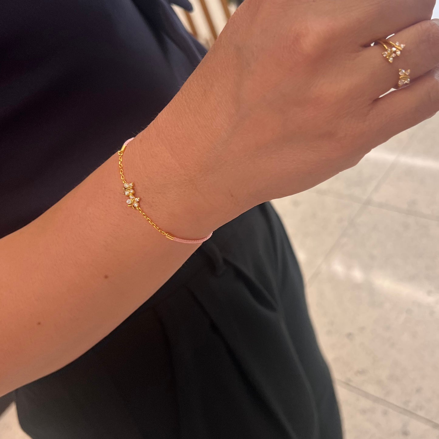 Enchanting Flutterfly™ Rose Gold Vermeil Silk Cord Butterfly Bracelet