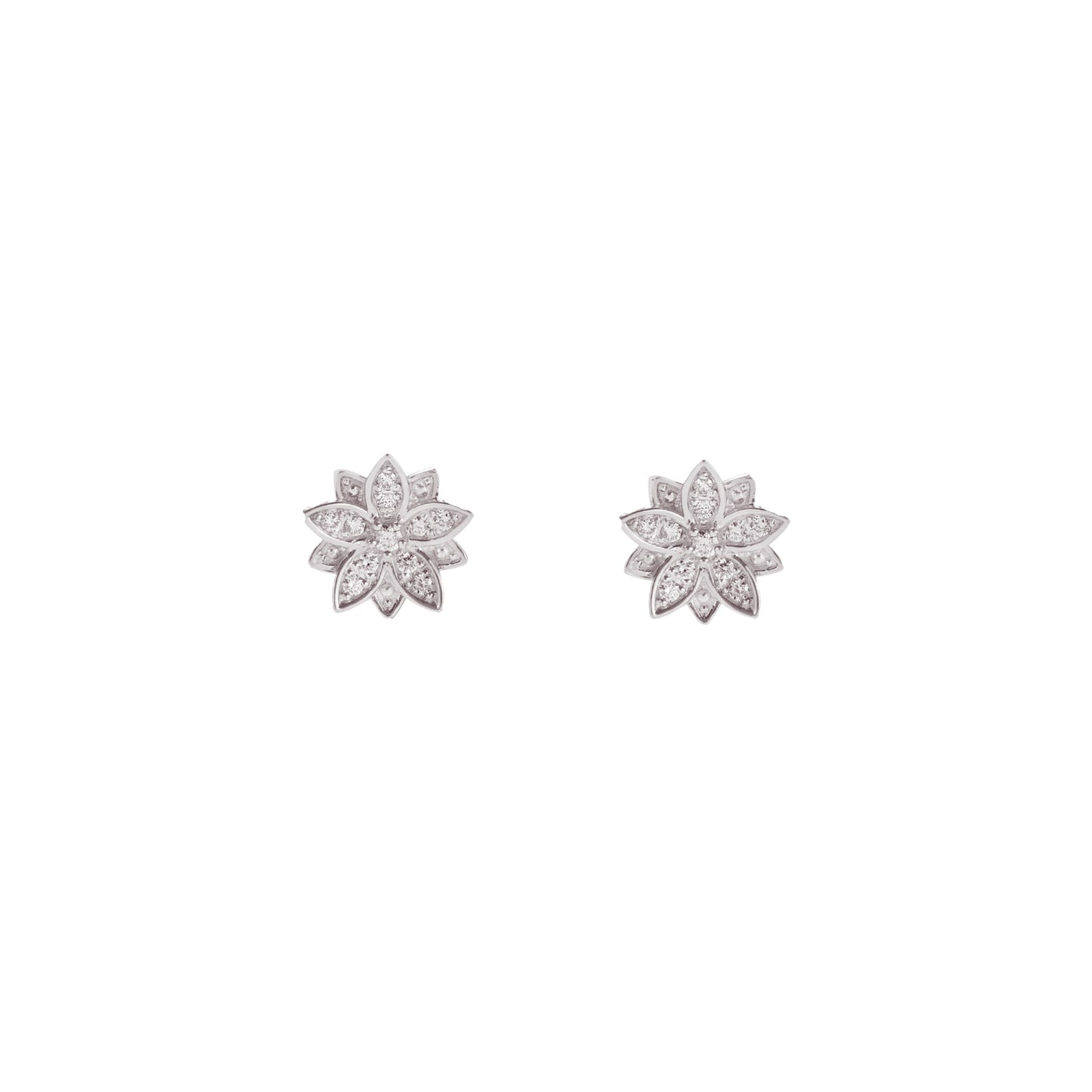 Eternal Bloom™ 14K White Gold Lotus Flower Diamond Earrings