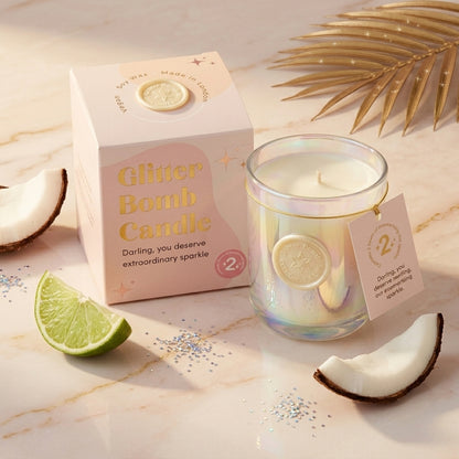 Via Láctea | Vela de Luxo Glitter Bomb™ com Aroma a Coco, Citrinos e Baunilha 230g