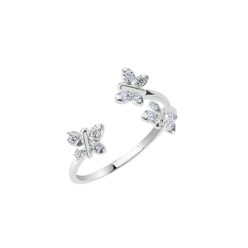 Enchanting Flutterfly™ butterfly ring in sterling silver; a unique nature-inspired jewellery gift for birthdays and anniversaries by Bloomtine