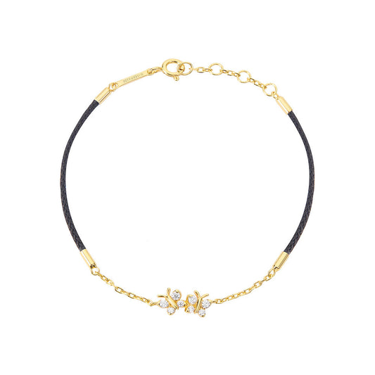 Enchanting Flutterfly™ Gold Vermeil Black Silk Cord Butterfly Bracelet