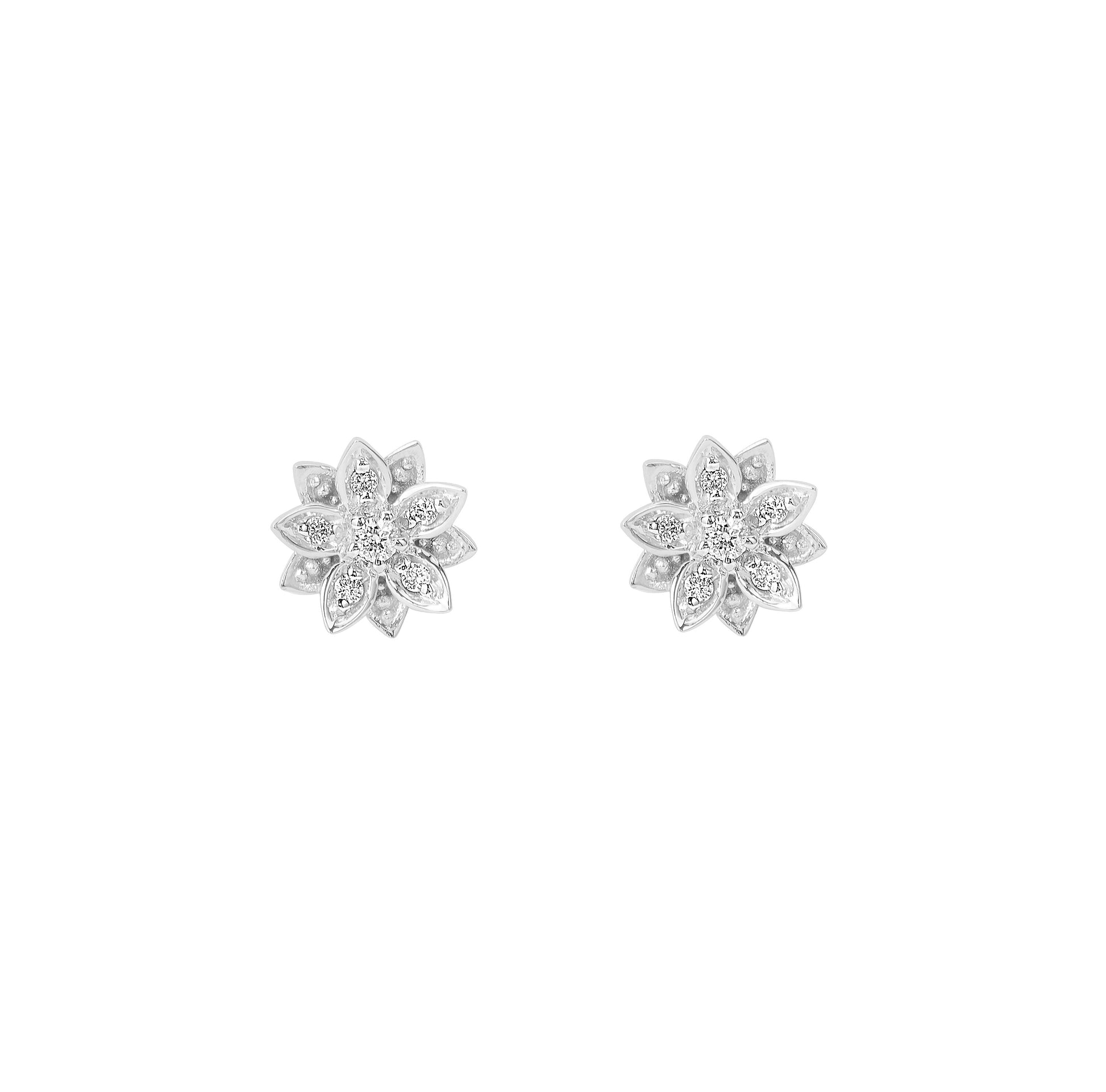 Eternal Bloom™ 14K White Gold Lotus Flower Diamond Earrings image 0