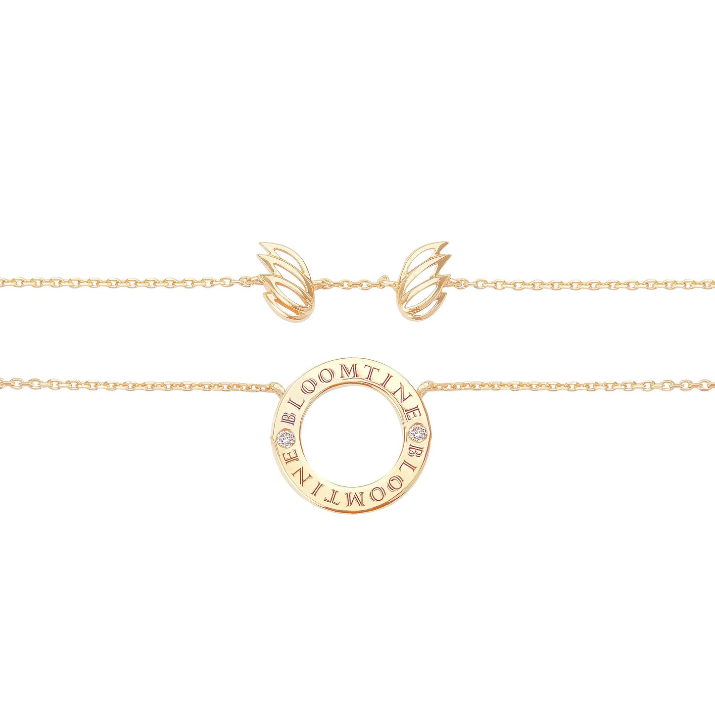 Mini Halo Wings™ Diamond Gold Vermeil Angel Necklace