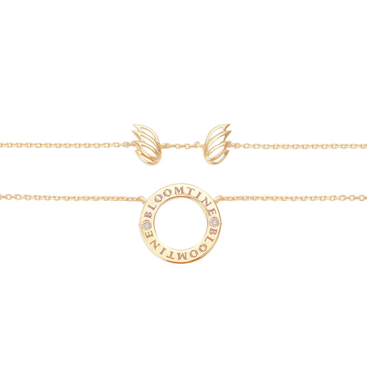 Mini Halo Wings™ Diamond Gold Vermeil Angel Necklace