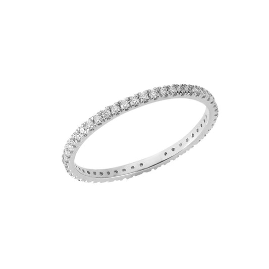 Illuminess™ Sterling Silver French Pavé Eternity Sparkle Stacking Ring