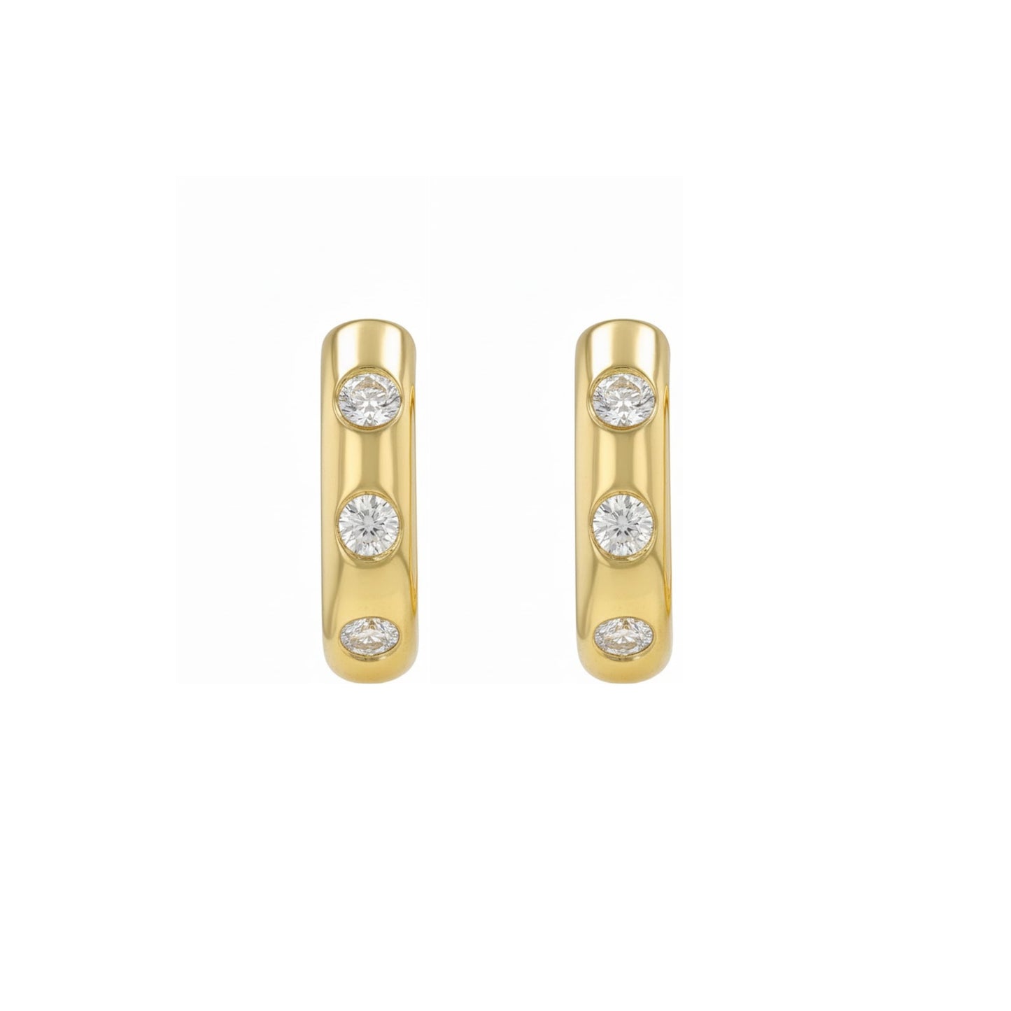 BLOOMTINE Mini Halo Wings gold earrings. These celestial-themed hoop earrings are crafted in 14K Gold Vermeil with flush-set moissanite. Ideal gold earrings for a curated ear stack or a luxury gift.