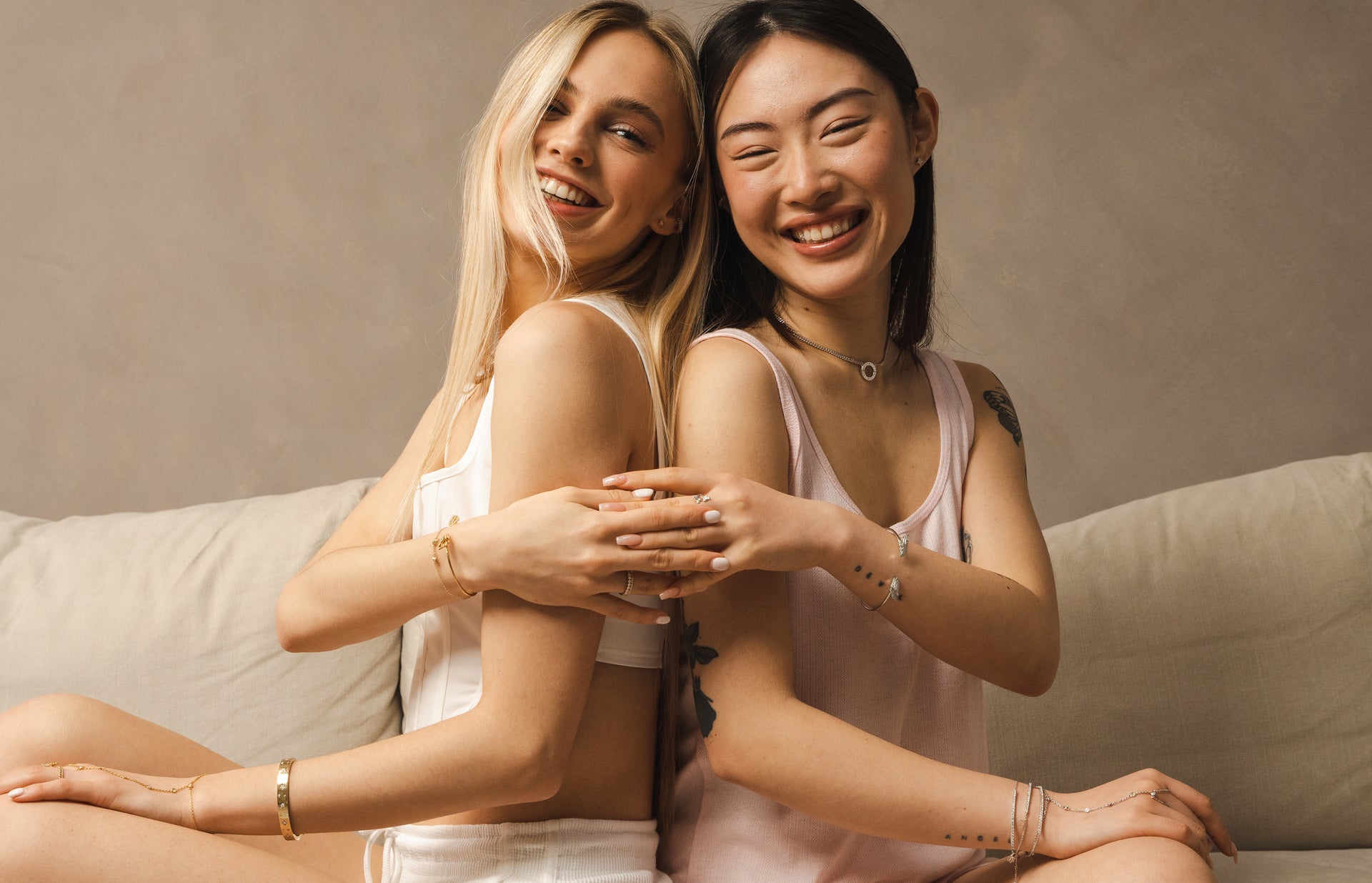 BLOOMTINE silver and gold jewellery gift ideas as showcased by stylish customers, demonstrating elegant pieces perfect for meaningful gifting 