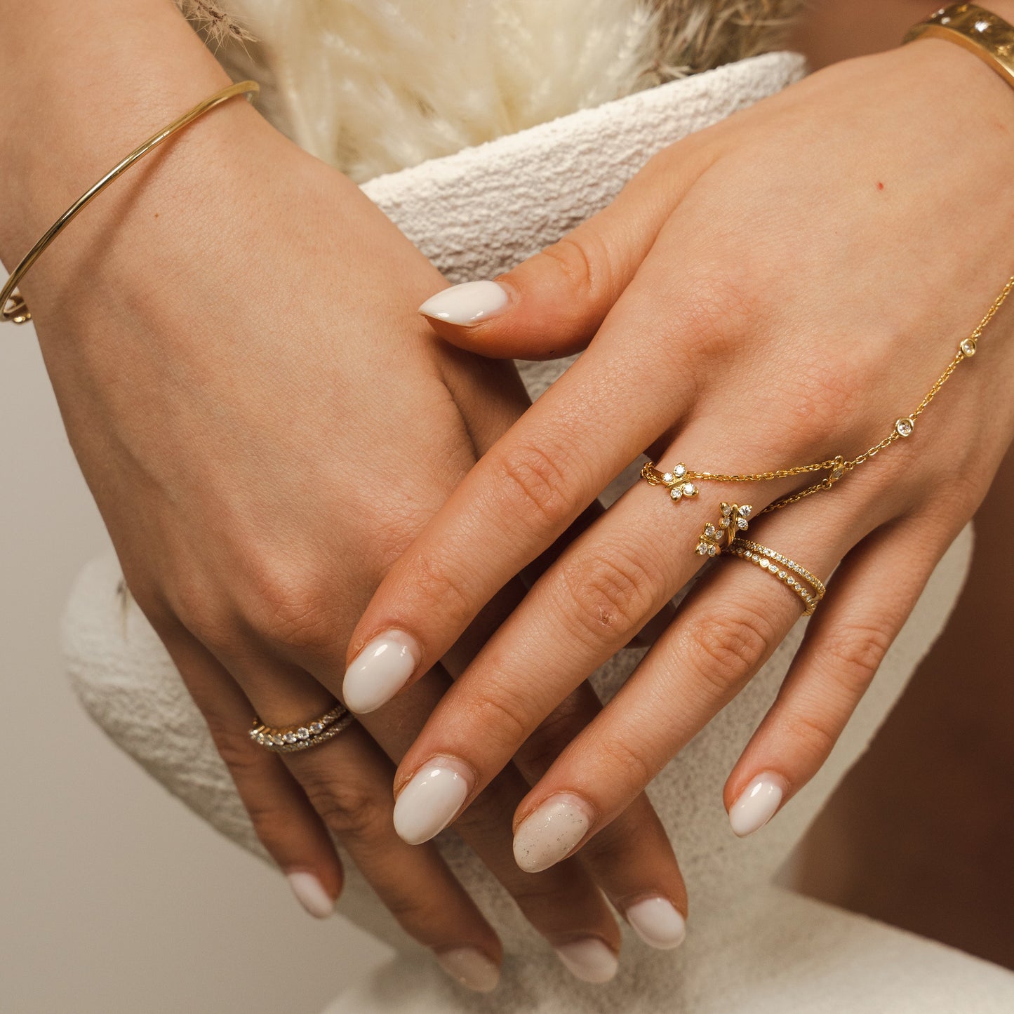 Enchanting Flutterfly™ Gold Vermeil Trio Butterfly Ring image 5. The BLOOMTINE Trio Butterfly Ring in 14K Gold Vermeil. Featuring three delicate butterflies hand-set with 12 scintillating lab-grown moissanites, this symbolic ring represents triple the grace and resilience, finished with a rich auric glow for the extraordinary human