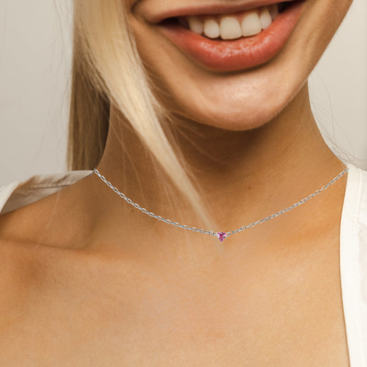 Illuminess™ Sterling Silver Pink Trillion Necklace image 1